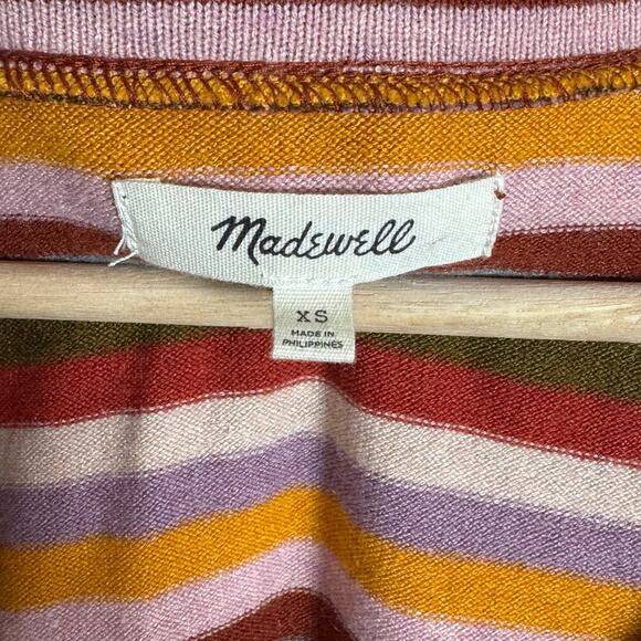 Madewell Striped Puff-Sleeve Scoopneck Top Twee Y2K Multicolor 70s - Picture 9 of 11